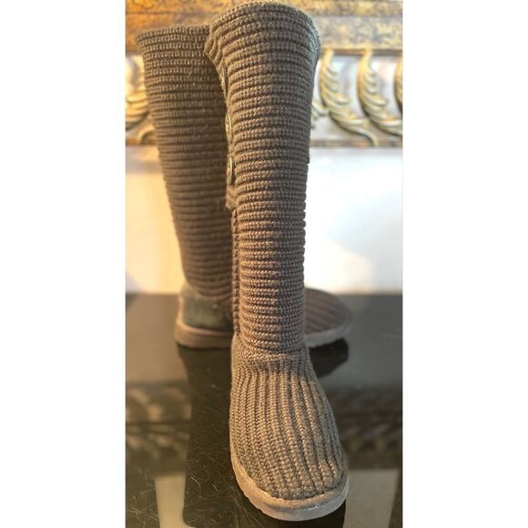 UGG 5819 Cardy Knitted Black Boots Women’s Size 7 Medium - Picture 3 of 11